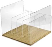 NorStone Vinyl L PR pladeopbevaringshylde i bambus og plexiglas med fem rum