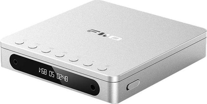 FiiO DM13 BT bærbar cd-discman i sølv aluminium set skråt fra siden