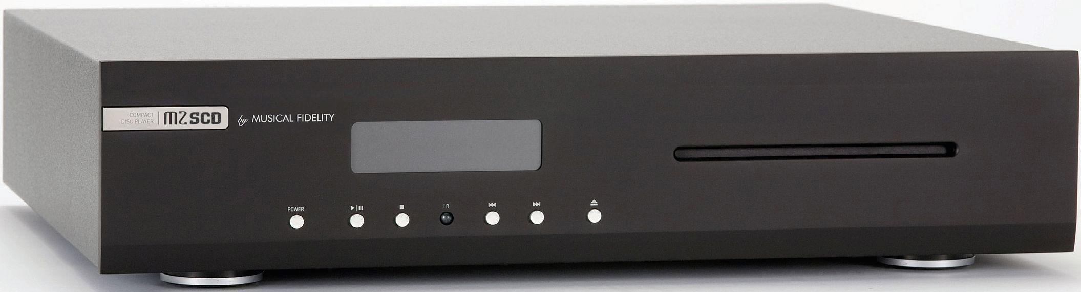 Musical Fidelity M2sCD cd-afspiller i sort metalkabinet med display